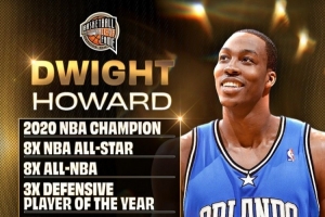 名人堂官方晒霍华德生涯荣誉图：20年总冠军+3次DPOY+5次篮板王